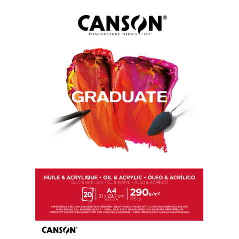 Olie Acrylblok Canson Graduate A4 290gr 20vel