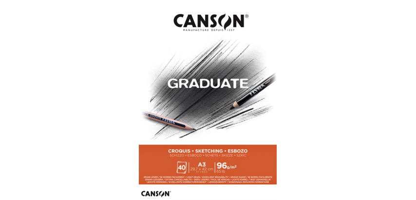 Canson Graduate Sketch Pad A3 40 Sheets 96g White