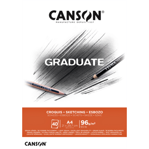 Bloc à croquis Canson Graduate A4 96g 40 feuilles
