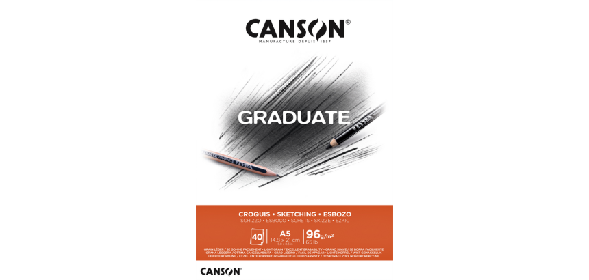 Bloc à croquis Canson Graduate Sketch A5 40 feuilles 96g blanc