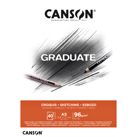 Bloc à croquis Canson Graduate A5 96g 40 feuilles