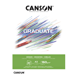 Bloc à dessin Canson Graduate Dessin A3 30 feuilles 160g blanc
