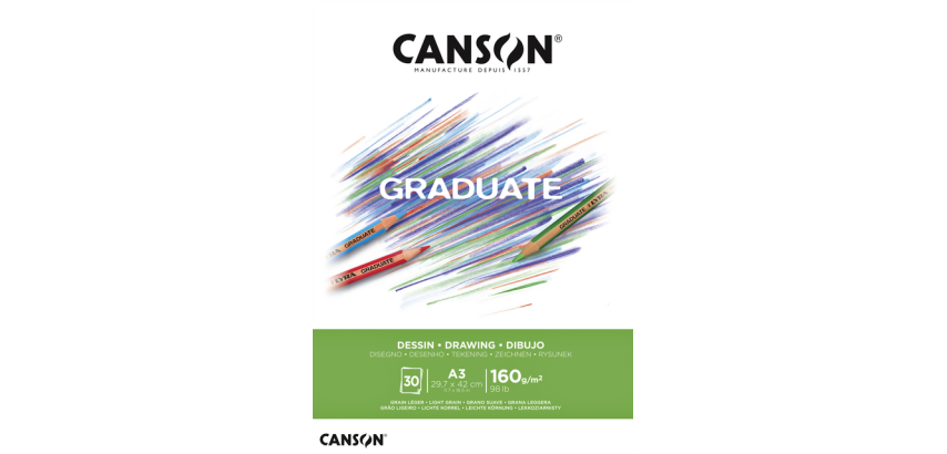 Canson Graduate Zeichenblock A3 30 Blatt 160g weiß