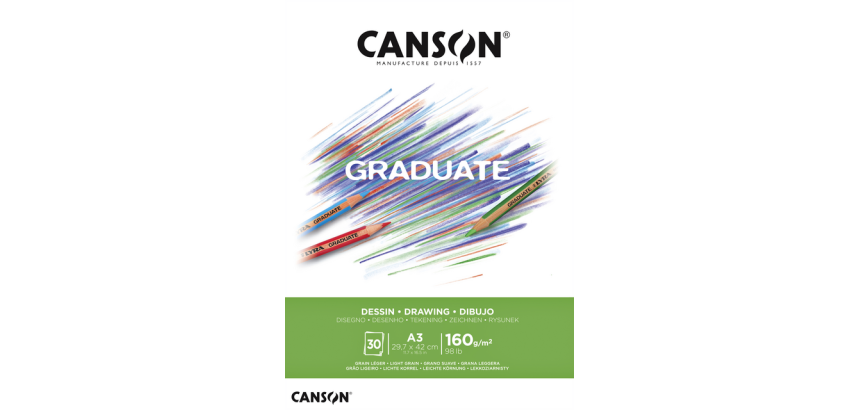 Bloc à dessin Canson Graduate Dessin A3 30 feuilles 160g blanc