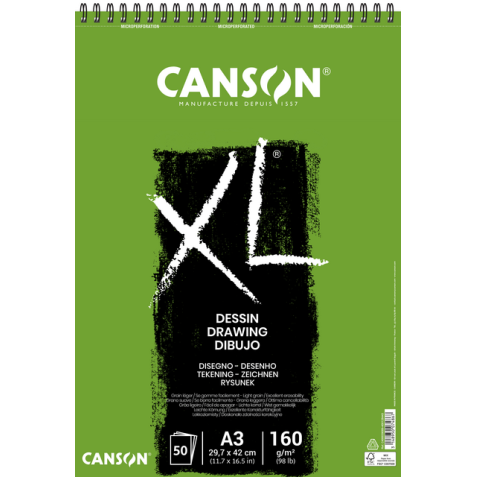 Bloc dessin Canson XL Dessin A3 160g spirale 50 feuilles