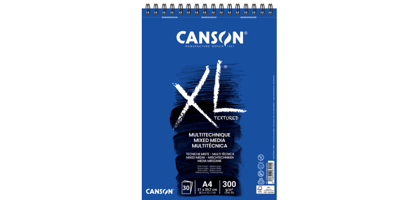 Bloc à dessin Canson XL Multitechnique A4 300g spirale 30 feuilles 300g blanc