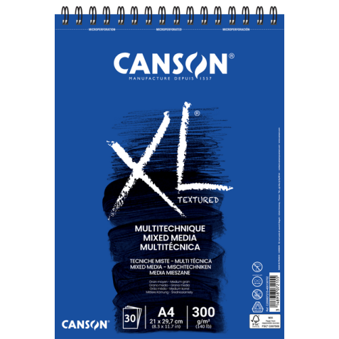 Bloc aquarelle Canson XL Mix Media A4 300g spirale 30 feuilles