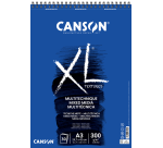 Bloc à dessin Canson XL Multitechnique A3 300g 30 feuilles 300g blanc