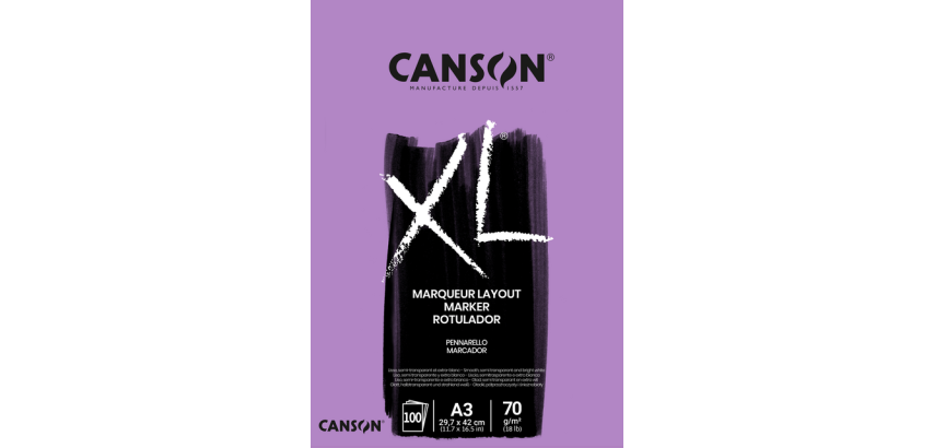 Canson XL Marker Drawing Pad A3 70g 100 Sheets Ultra White