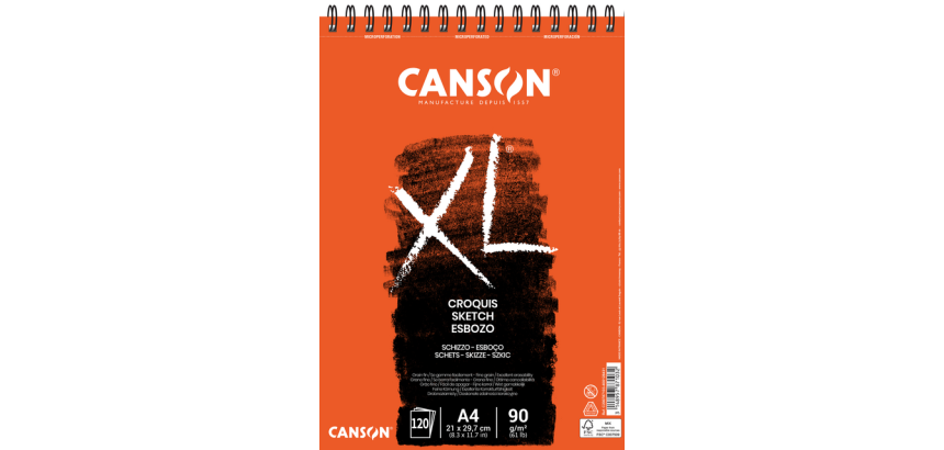 Bloc à croquis Canson XL Sketch A4 120 feuilles 90g blanc ivoire