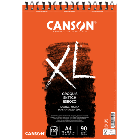 Schetsblok Canson XL Croquuis A4 90gr spiraal 120 vel