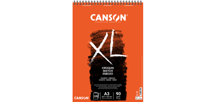 Schetspapier Canson XL Sketch 120vel 90gr A3 ivoorwit