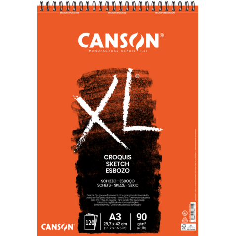 Schetsblok Canson XL Croquuis A3 90gr 120 vel spiraal