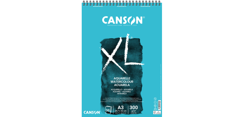 Bloc aquarelle Canson XL A3 30 feuilles 300g spirale blanc