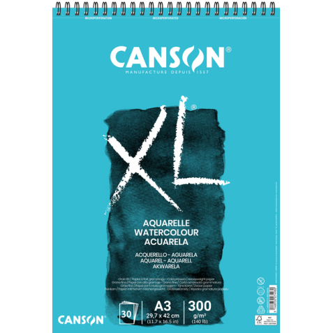 Aquarelblok Canson XL A3 30 vel 300gr spiraal