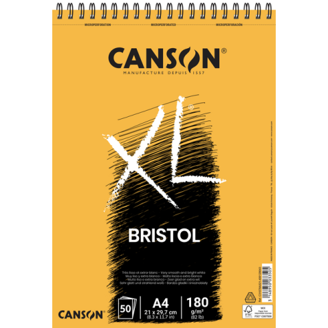 Tekenblok Canson XL Bristol A4 50v 180gr