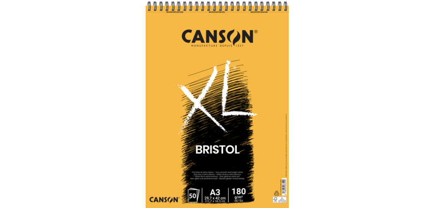 Bloc à dessin Canson XL Bristol A3 50 feuilles 180g ultra blanc