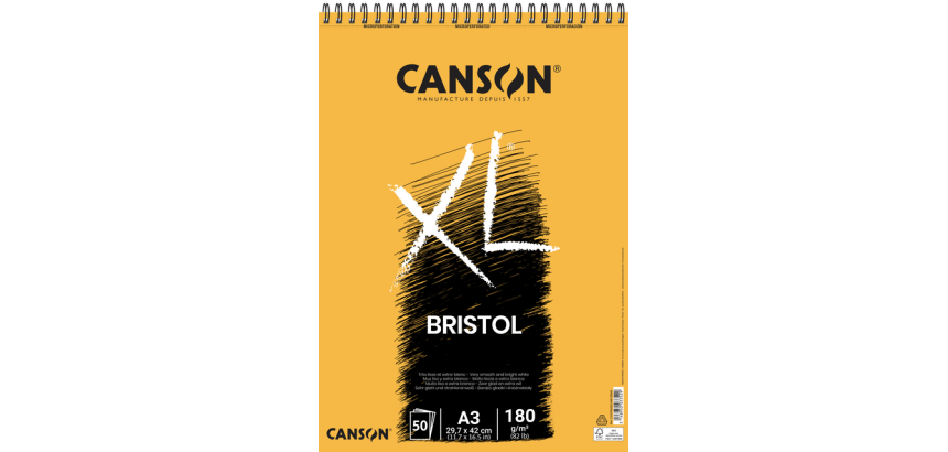 Bloc à dessin Canson XL Bristol A3 50 feuilles 180g ultra blanc