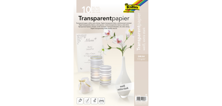 Transparant papier Folia A4 115gr 10 vel wit