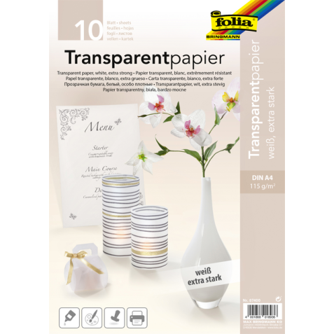 Papier transparent Folia A4 115g blanc 10 feuilles