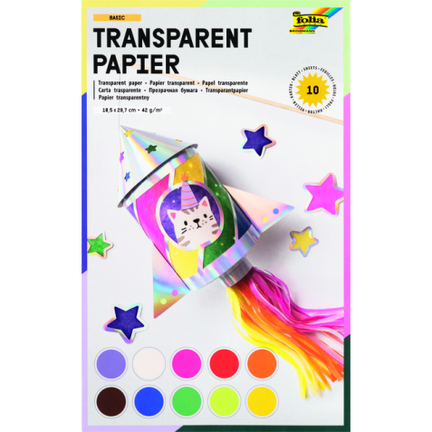 Transparant papier Folia 18.5x29.7cm 42gr 10 vel 10 kleuren