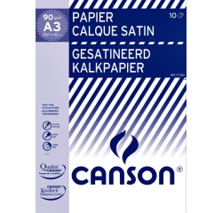 Kalkpapier Canson gesatineerd 10vel 90gr A3 doorschijnend