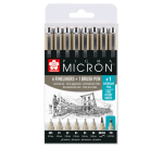Fineliner & brush set Sakura Pigma Micron 7 + 1 Pigma Micron PN gratis