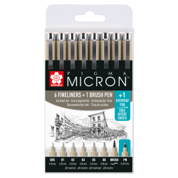 Fineliner & brush set Sakura Pigma Micron 7 + 1 Pigma Micron PN gratis