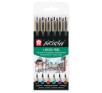 Feutre pinceau Sakura Pigma set 6 pièces assorti