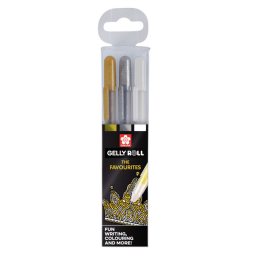 Gelpen Sakura Gelly Roll Favourites set 3 kleuren Goud-Zilver-Wit