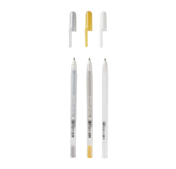 Stylo gel Sakura Gelly Roll The Favourites set 3 couleurs or-argent-blanc