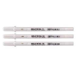 Stylo gel Sakura Roll Classic set 3 largeurs blanc