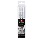 Stylo gel Sakura Roll Classic set 3 largeurs blanc