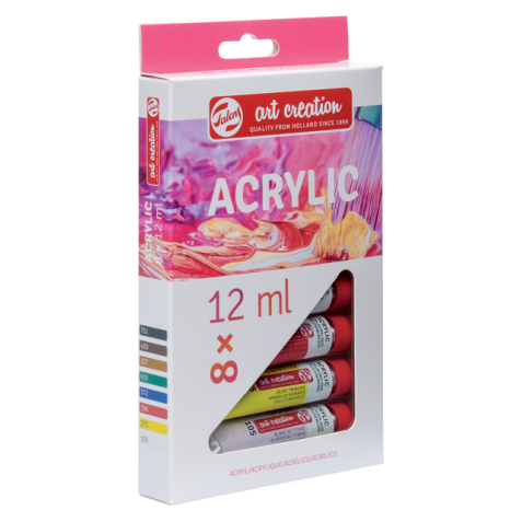 Acrylverf Talens Art Creation met stappenplan 12ml set à 8 kleuren