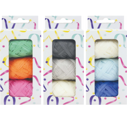 Ruban raphia assorti orange/vert/rose