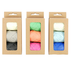 Lint raffia assorti: oranje, groen & roze