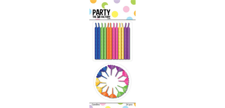Assorted Color Birthday Candles 24 Pieces