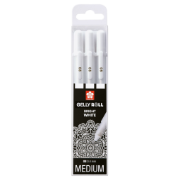 Feutre gel Sakura Gelly Roll 08 Medium 0,4mm blanc blister 3 pièces