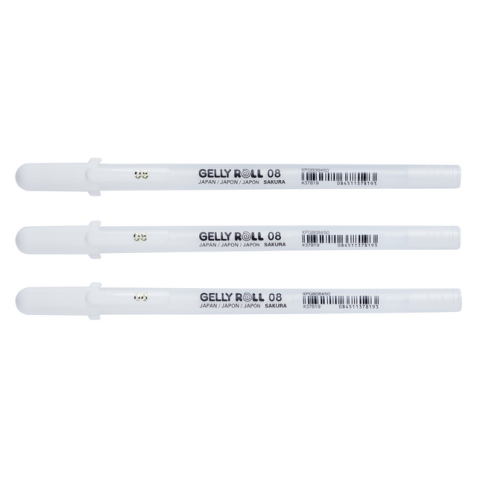 Feutre gel Sakura Gelly Roll Classic 08 set 3 pièces blanc