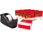 Pack 10 cintas adhesivas Scotch Crystal transparentes + 1 dispensador C60 negro gratis