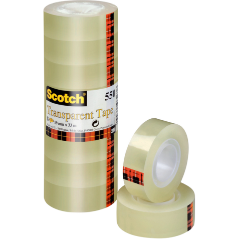 Plakband Scotch 550 19mmx33m transparant 8 rolllen