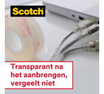 Plakband Scotch Crystal 600 19mmx25m transparant + handdispenser