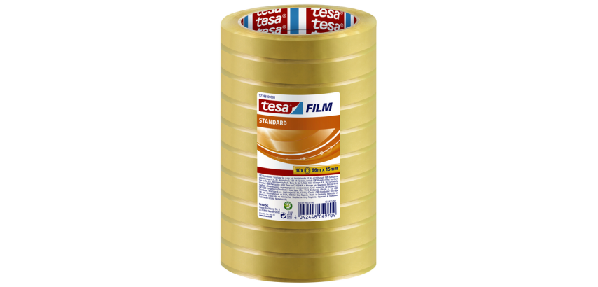 tesafilm® standard adhesive tape 66mx15mm transparent 10 rolls