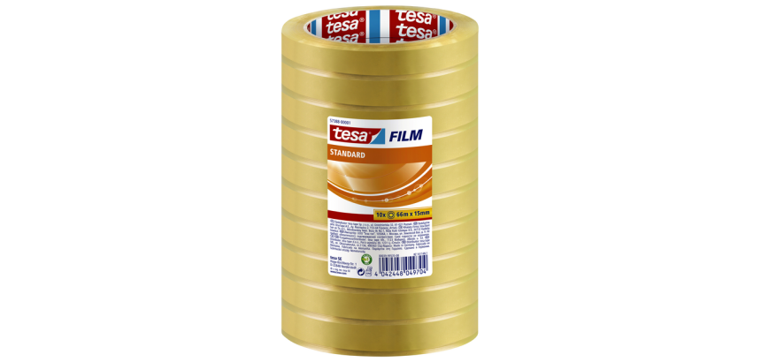 Plakband tesafilm® standaard 66mx15mm transparant 10 rollen