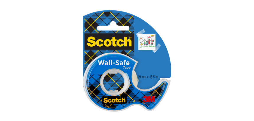 Ruban ahésif Scotch 19mmx16,5m Wall Safe + dévidoir