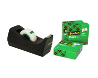 Dispensador adhesivo Scotch C38 negro + 4 cintas Magic invisible