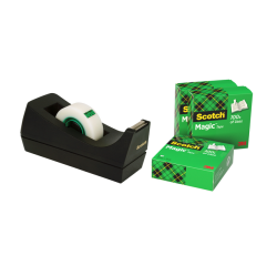 Dispensador adhesivo Scotch C38 negro + 4 cintas Magic invisible