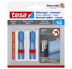 Clou adhésif tesa® Toile Papier peint & Plâtre 1kg blanc  - Set de 2 pièces
