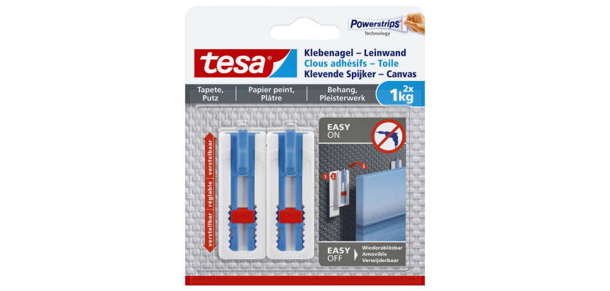tesa® Adhesive Nail for Wallpaper & Plaster 1kg White - Set of 2 Pieces
