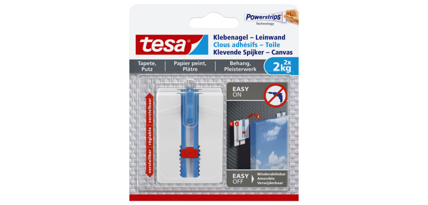 tesa® Adhesive Nail Wallpaper & Plaster 2kg White 2 Pieces